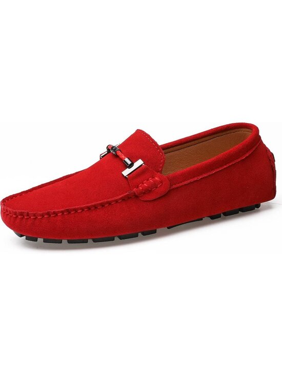 DCZTELG Men\'s Red Suede Calf Leather Penny Loafer Slip On Party Comfort Shoes main image 5